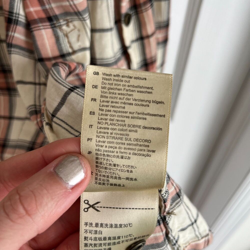 Maison Scotch Pink & White Button Down Plaid Top SZ 2 Western: Rodeo Maximalism - Picture 10 of 11